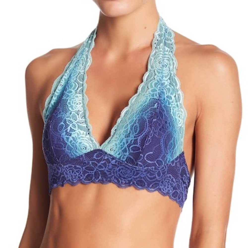 Free Press Lace Halter Bralette in Blue